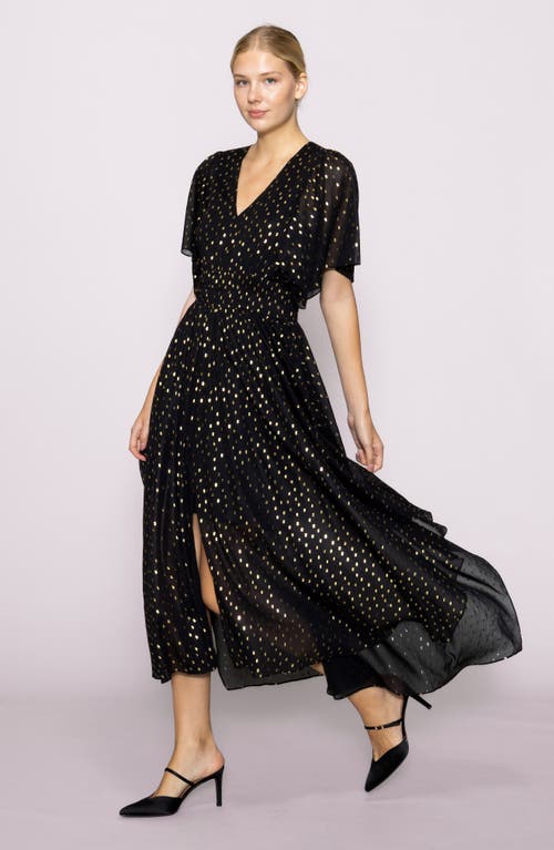 Melloday Metallic Smocked Waist Chiffon Maxi Dress In Multi