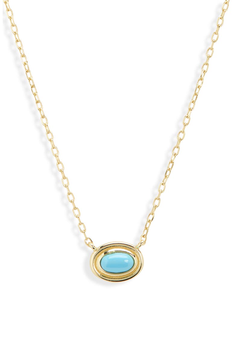 Oval Turquoise Pendant Necklace, Alternate, color, GOLD