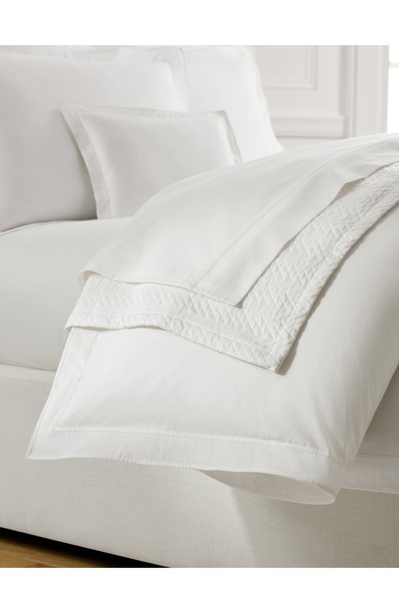 Lauren Ralph Lauren Spencer Border Sateen Duvet Cover, Alternate, color, White And White