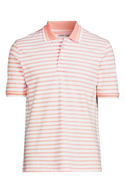 Shop Lands' End Short Sleeve Comfort-first Mesh Polo Shirt In White/crisp Peach Stripe