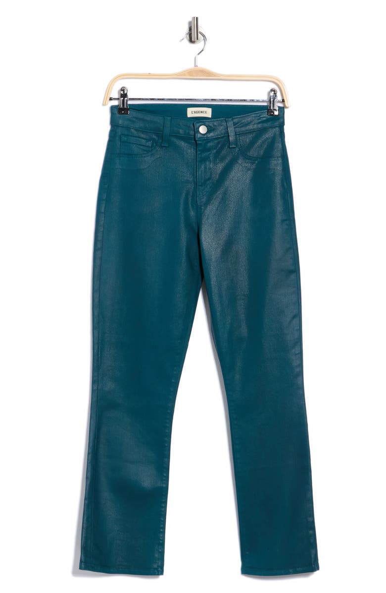 L'AGENCE Tati High Waist Ankle Micro Bootcut Jeans, Alternate, color, Deep Teal Coated