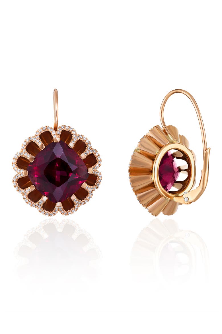 Floating Rhodolite Garnet & Diamond Drop Earrings, Alternate, color, ROSE/ DIAMOND/ GARNET