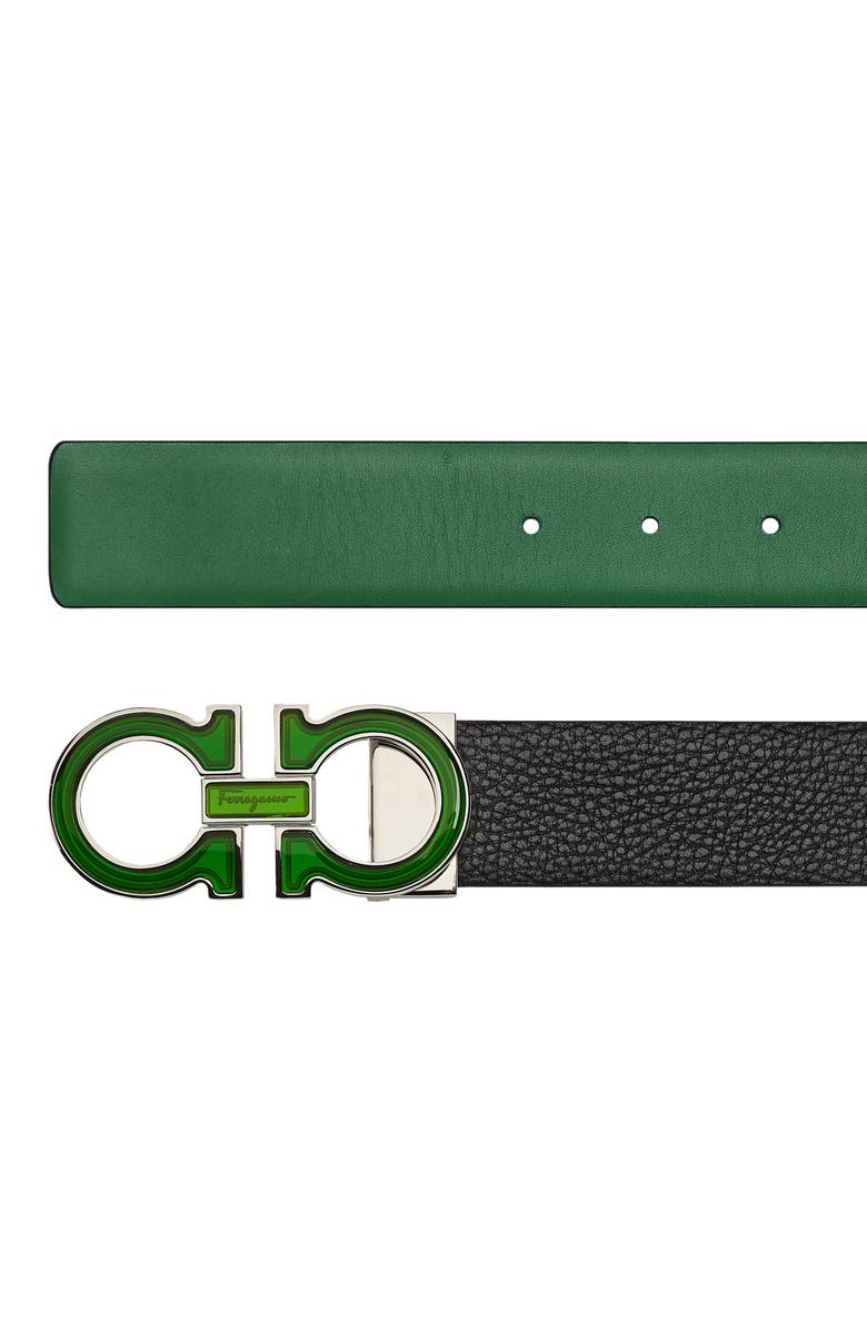 FERRAGAMO Salvatore Ferragamo Double Gancio Reversible Leather Belt, Alternate, color, Nero Scrubs Green
