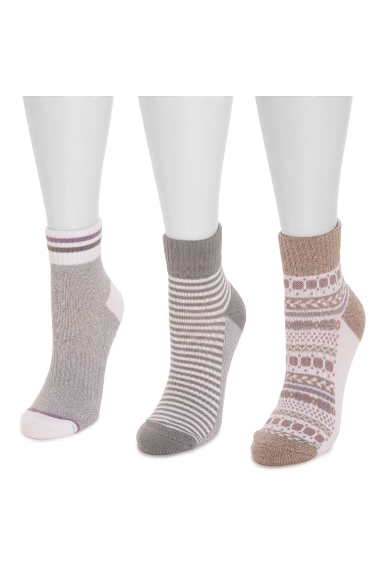 Cotton Compression Quarter Crew Socks 3 Pair Pack, Alternate, color, Grey/Timberwolf