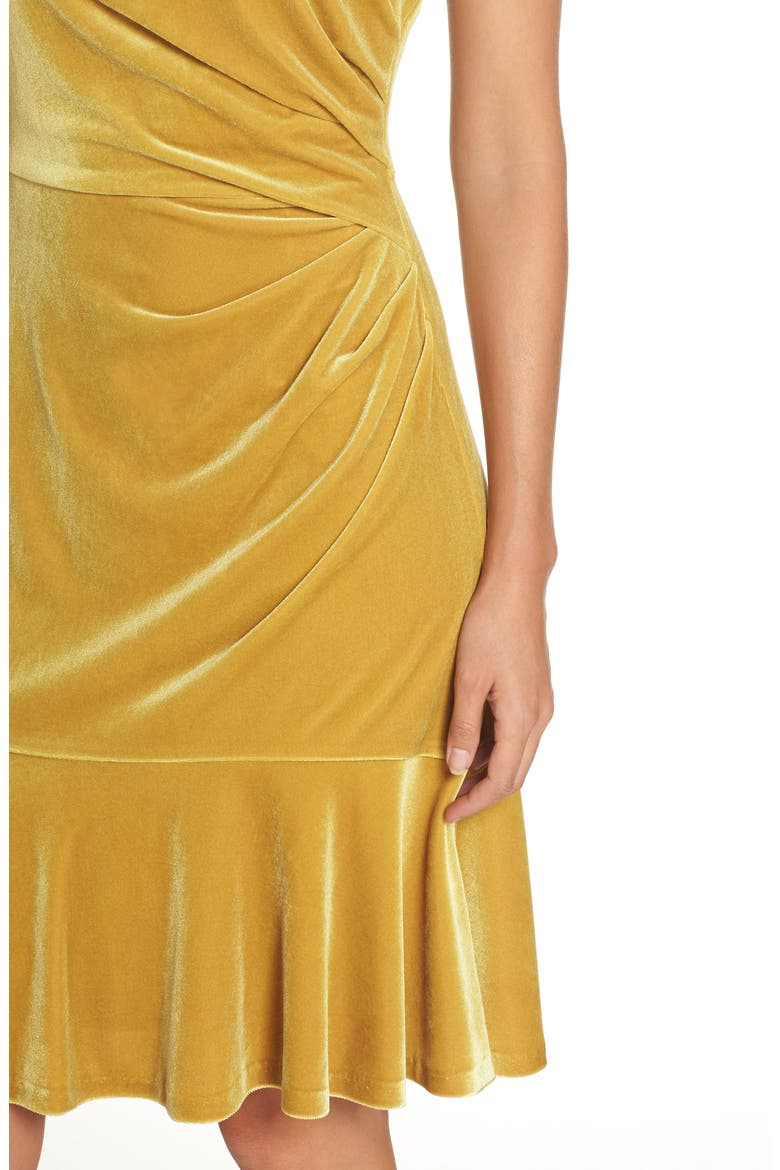 Draped Velvet Sheath Dress, Alternate, color, YELLOW