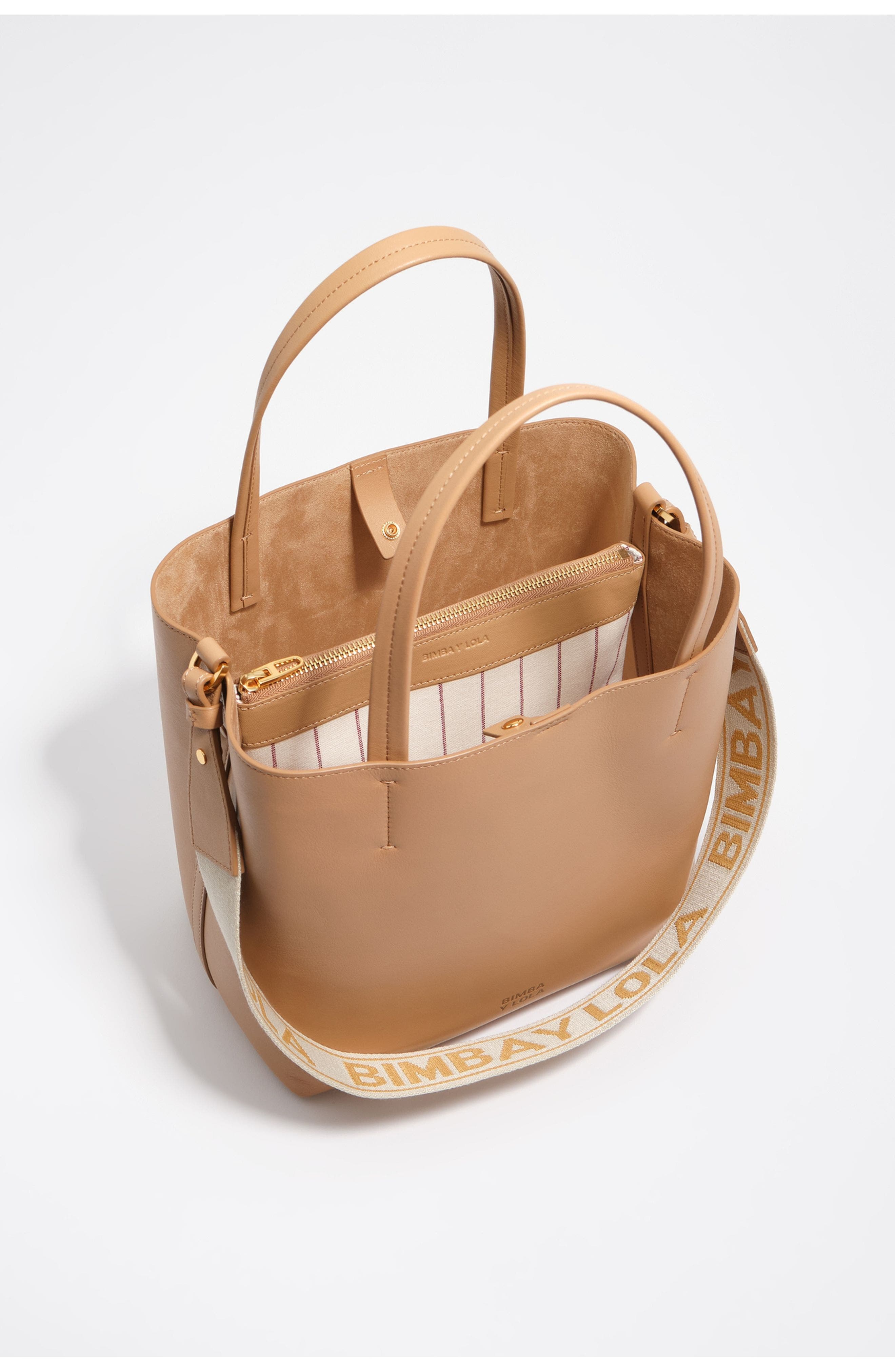 Bimba y Lola Medium Leather Chihuahua bag, Alternate, color, Hazelnut