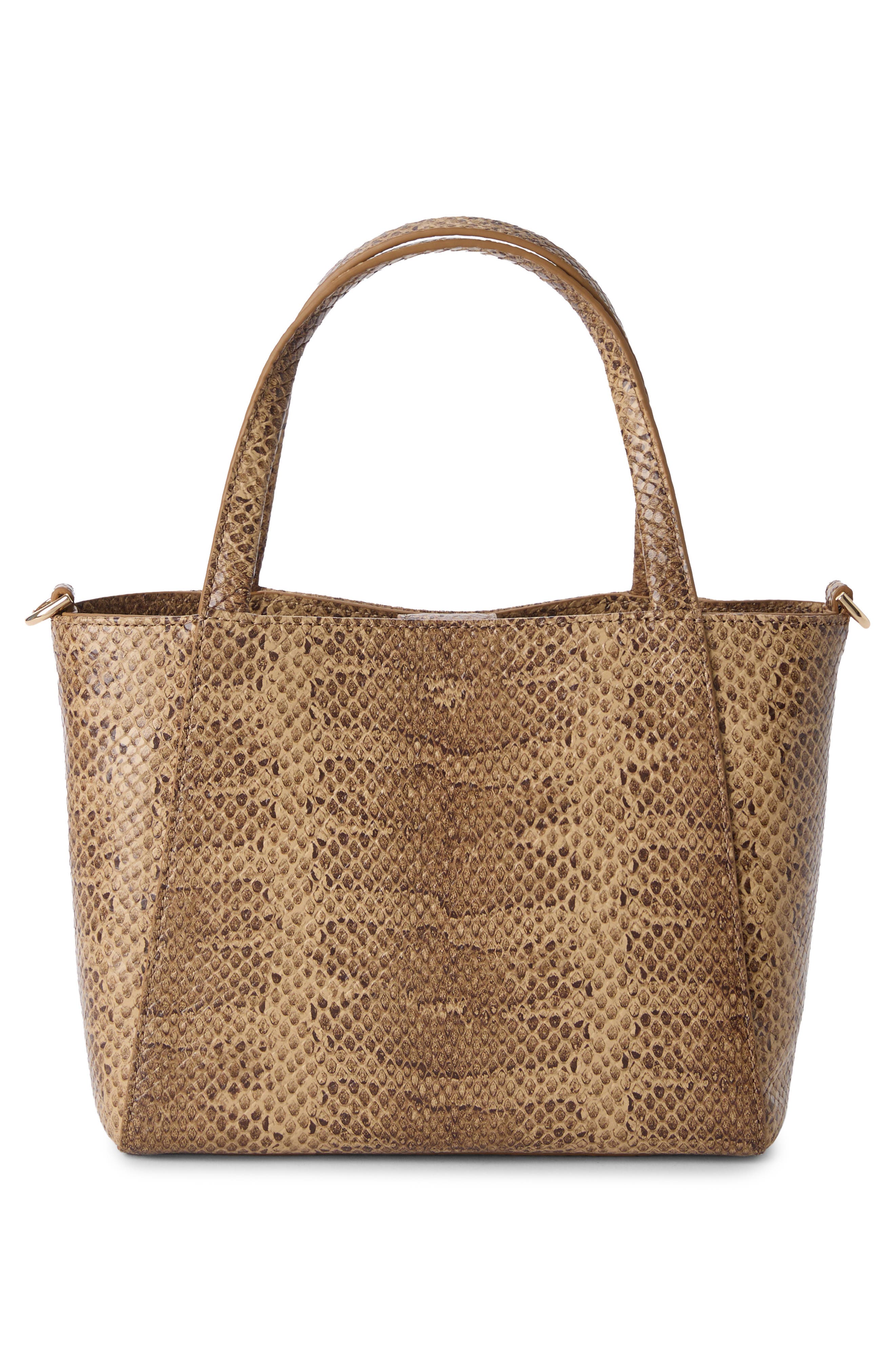Small Mona Croc Embossed Leather Top Handle Bag, Alternate, color, LIGHT PECAN