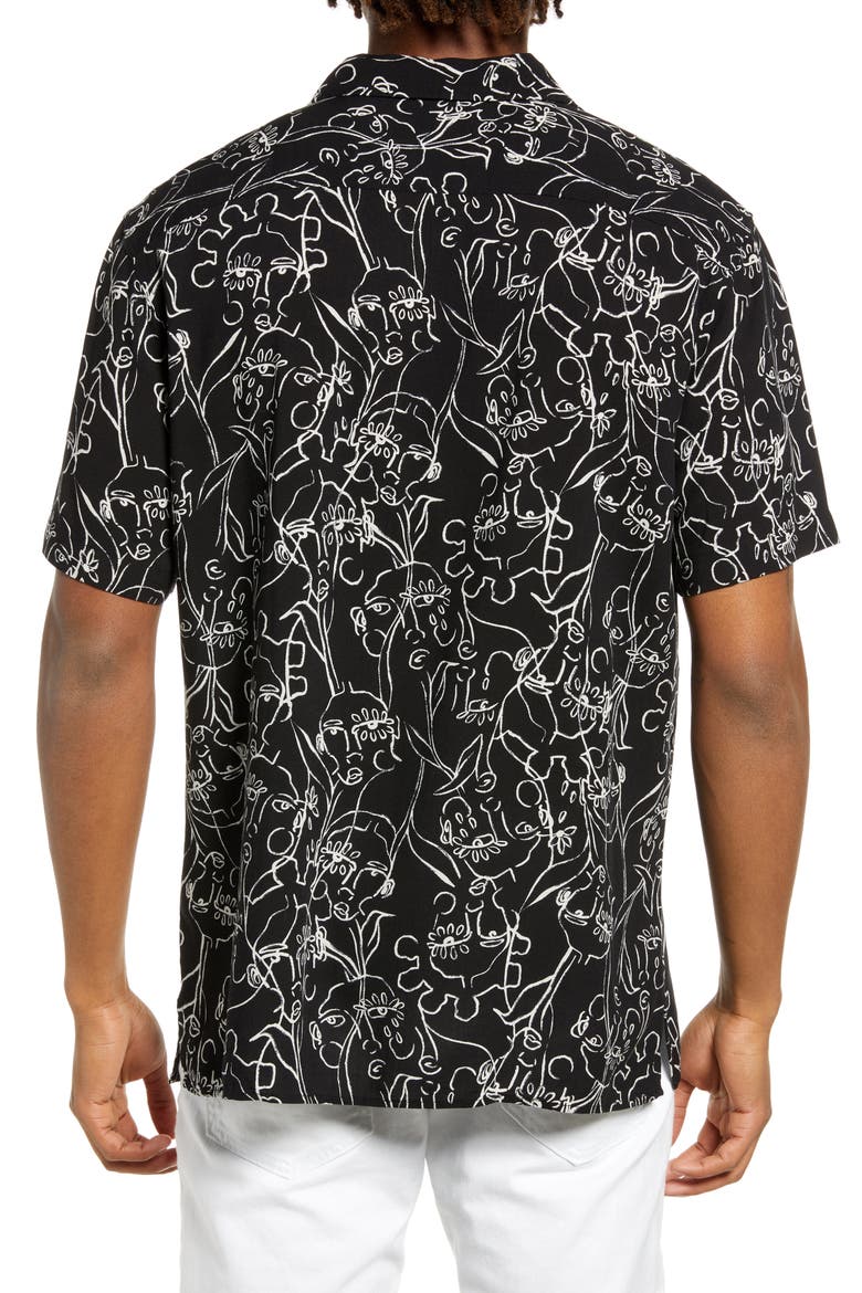 Cristina Martinez Gender Inclusive Button-Up Shirt, Alternate, color, BLACK RADIATE BLOOMS