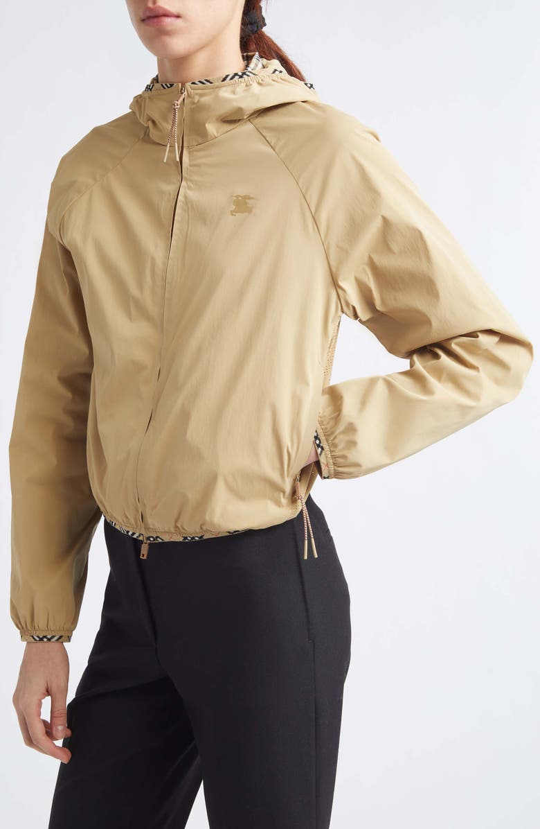 Burberry Ambrook Stretch Nylon Hooded Jacket, Alternate, color, Beige