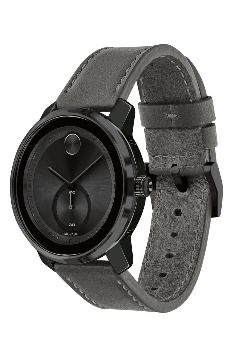Movado Bold Leather Strap Sport Watch, 44.5mm, Alternate, color, 