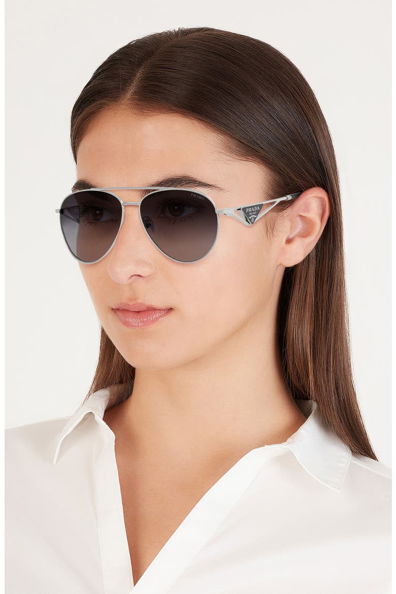 58mm Pilot Sunglasses, Alternate, color, SILVER/ GREY GRADIENT