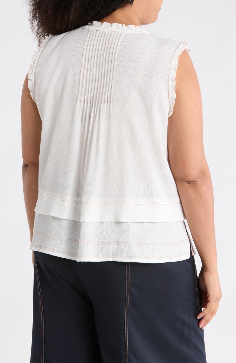 Adrianna Papell Topstitched Sleeveless Top, Alternate, color, Ivory/ Khaki
