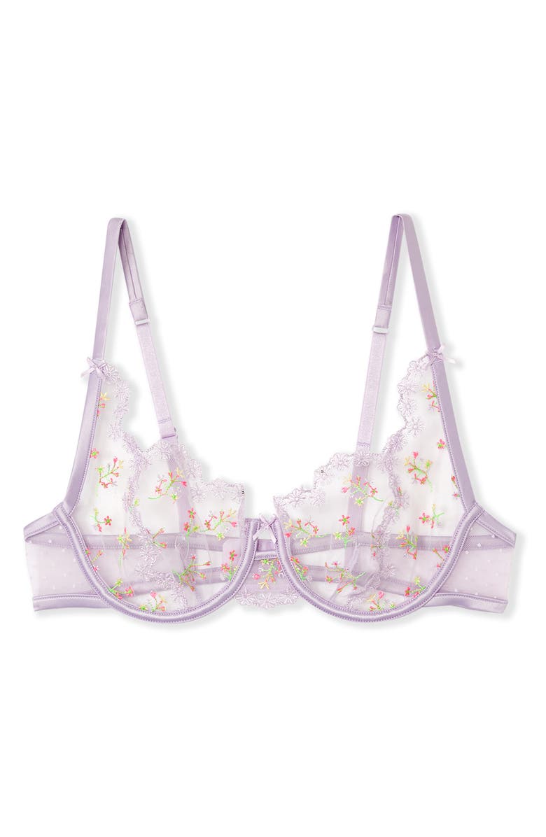 Etam Reveuse Embroidered Underwire Spacer Bra, Alternate, color, Lilac