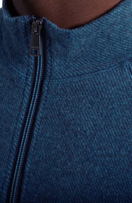 Bugatchi Brushed Cotton Blend Quarter Zip Pullover In Blue