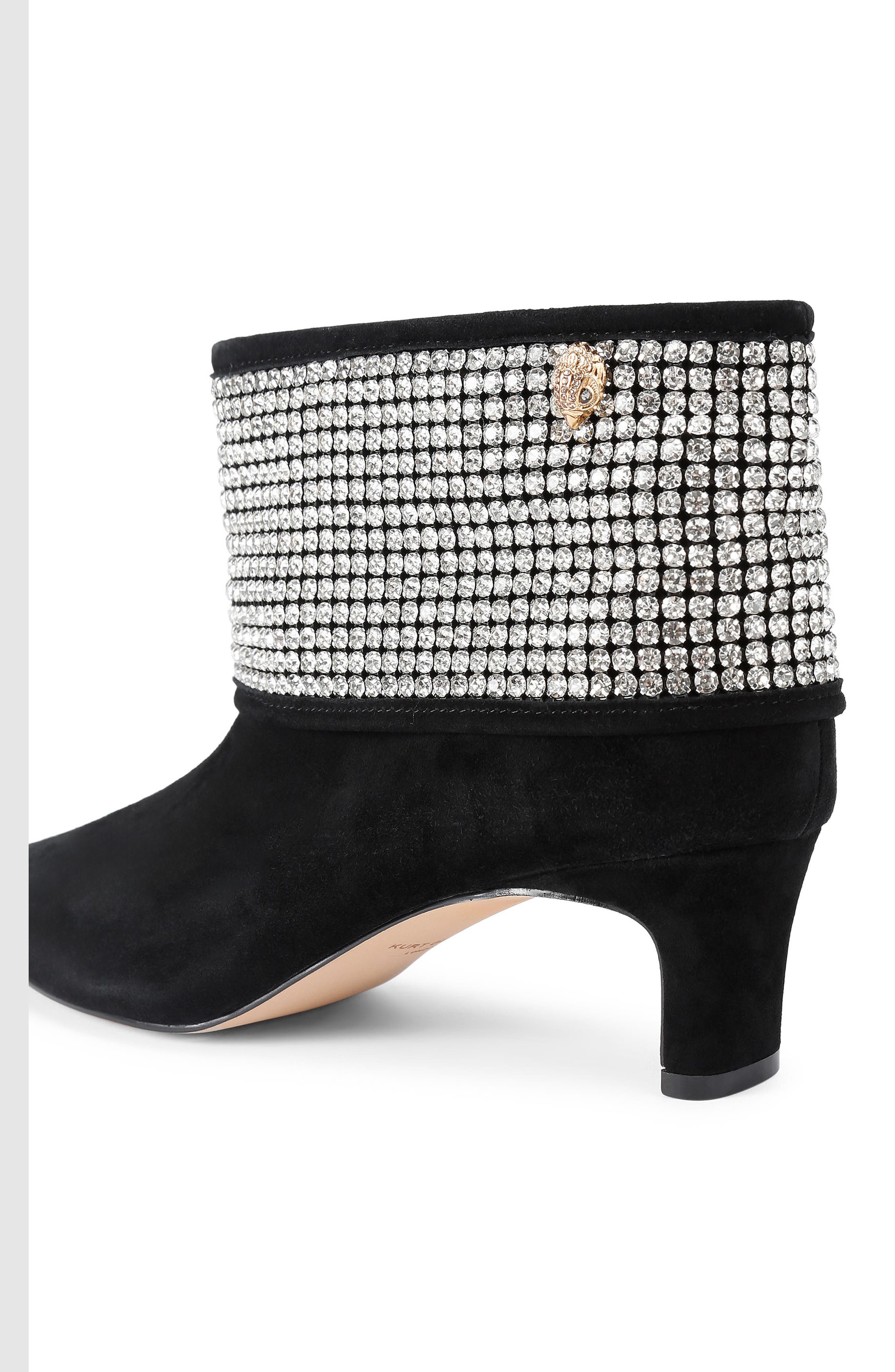 Kurt Geiger London Fold-Over Embellished Bootie, Alternate, color, Charcoal