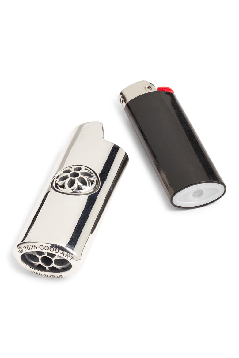 Rosette Sterling Silver Lighter Case, Alternate, color, STERLING SILVER