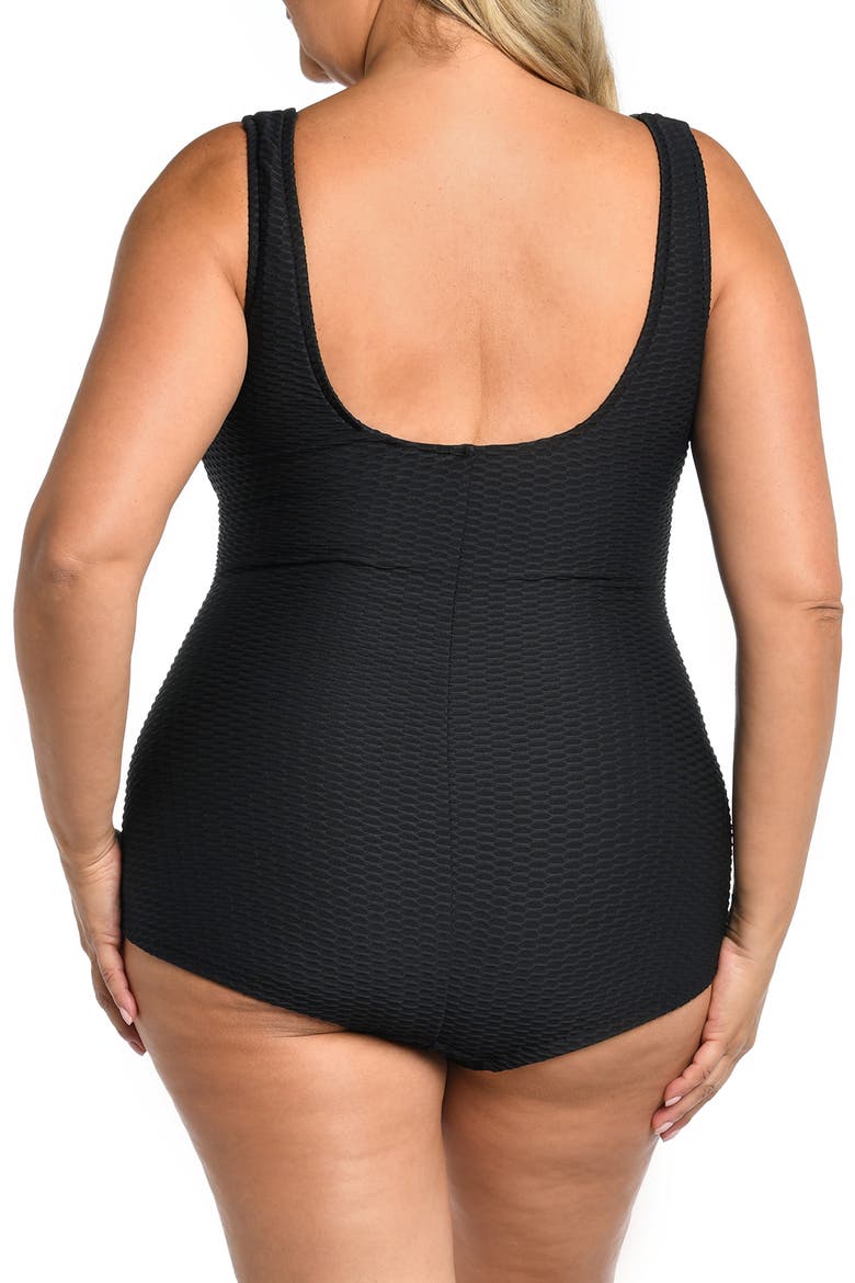 Spa Solids Textured One-Piece Swimsuit, Alternate, color, BLACK