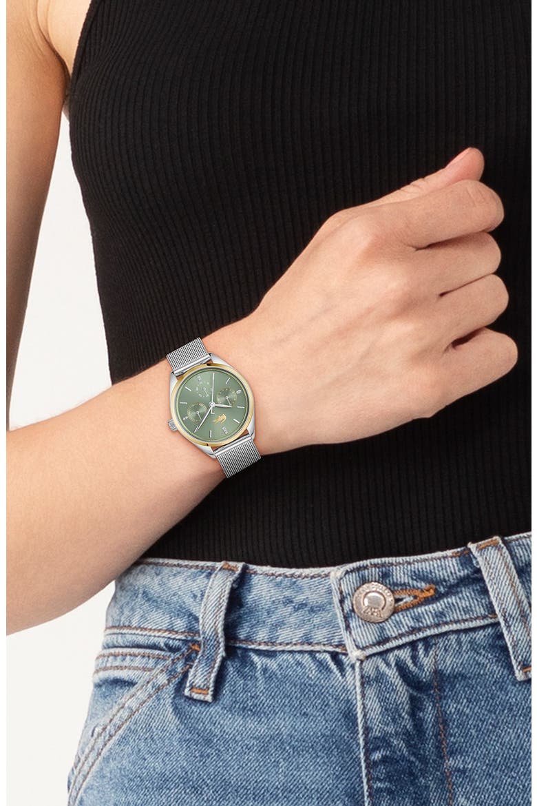 Atena Multifunction Mesh Strap Watch, 34mm, Alternate, color, SILVER