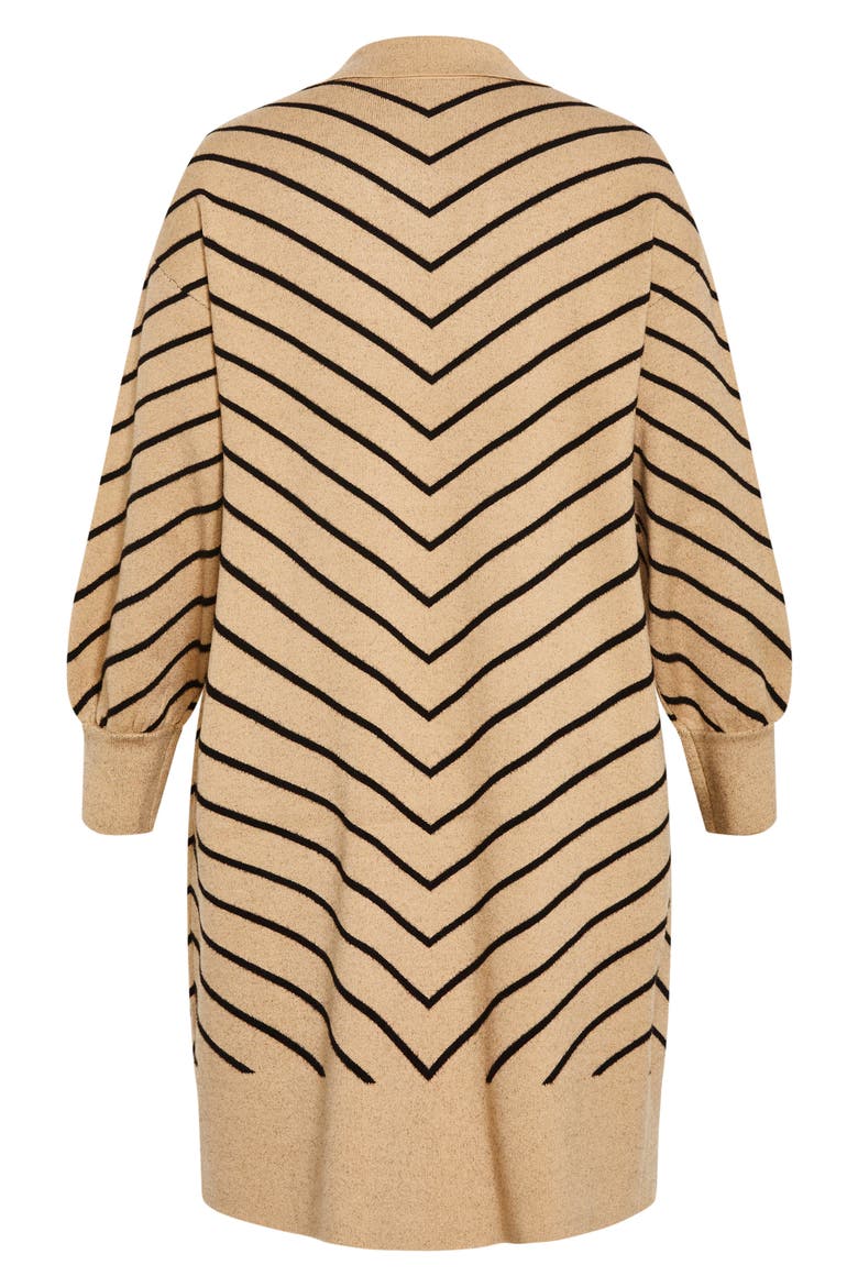 Ivy Stripe Long Cardigan, Alternate, color, NOUGAT STRIPE