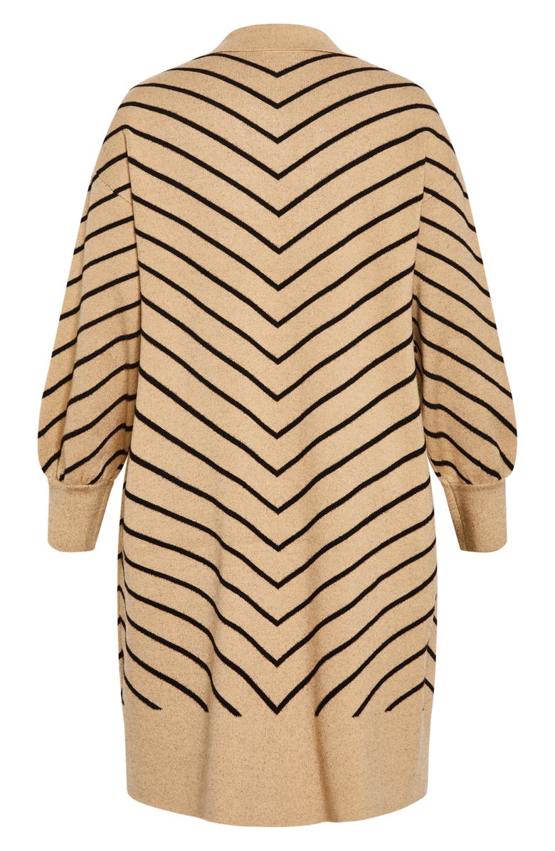 City Chic Ivy Stripe Long Cardigan, Alternate, color, Nougat Stripe