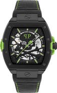 PHILIPP PLEIN $keleton 2.0 Automatic Leather Strap Watch Men