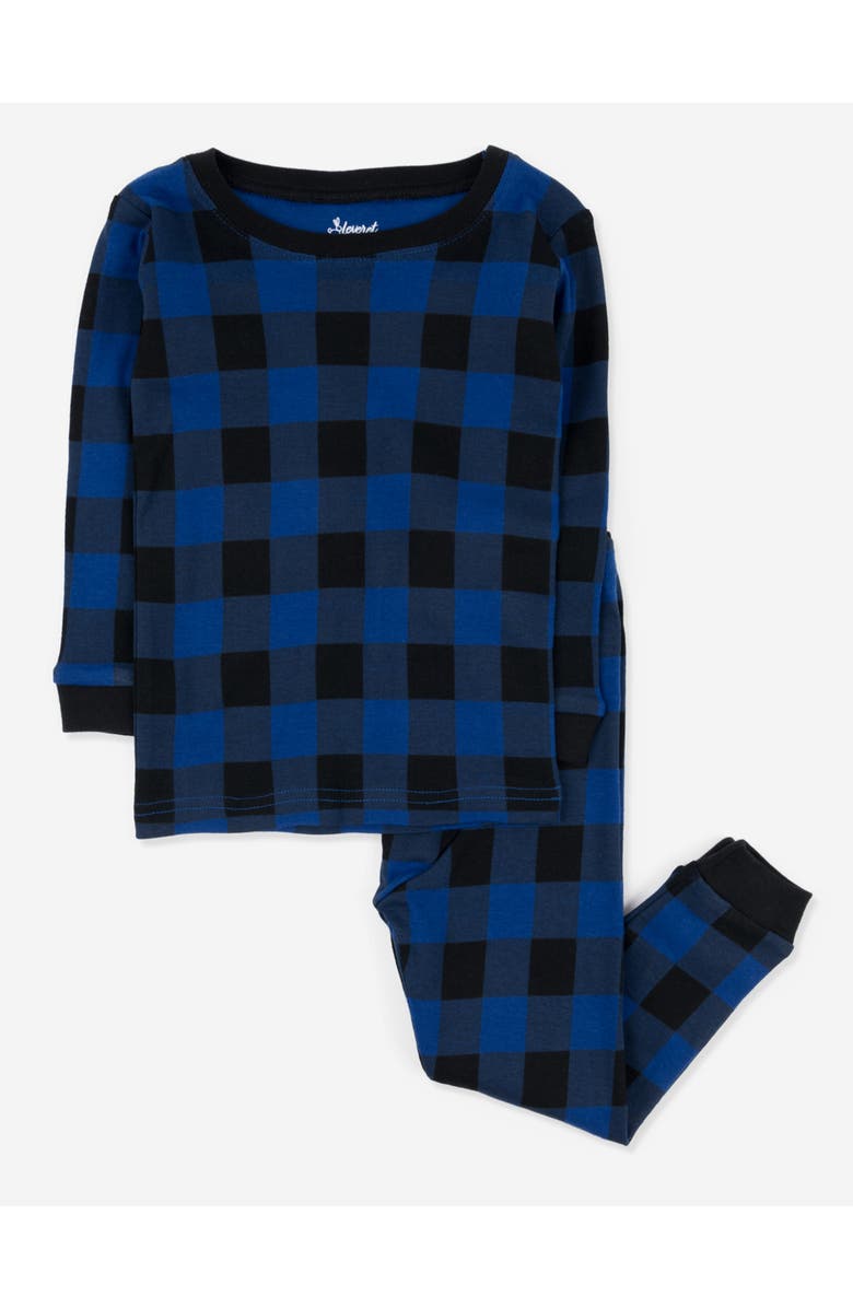 Leveret Kids Two-Piece Cotton Matching Family Holiday Pajamas, Christmas Plaid, Main, color, Plaid Black & Navy