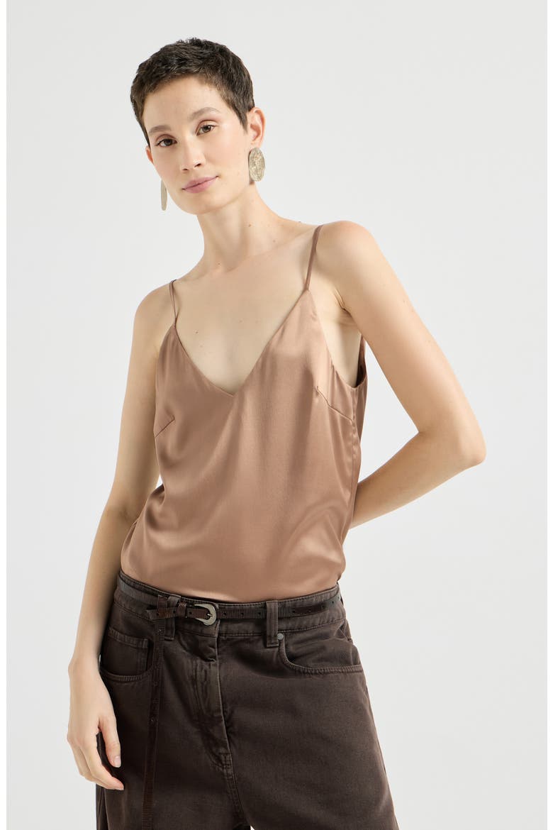 Stretch silk satin camisole, Main, color, Beige