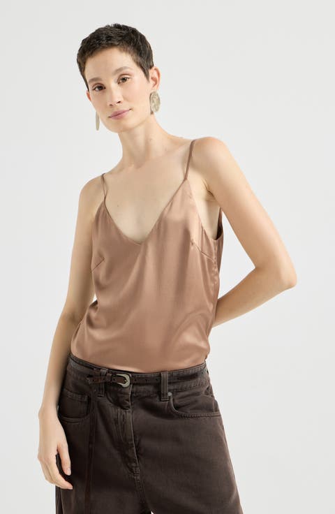 Stretch silk satin camisole
