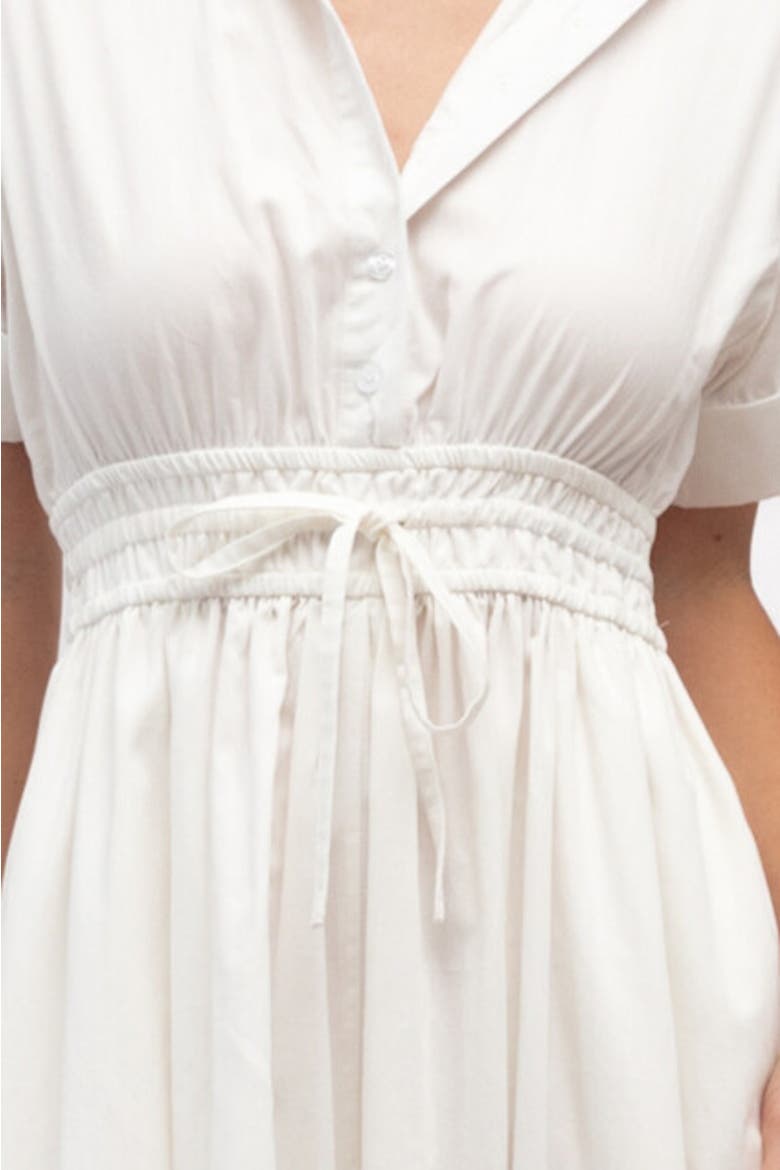 stone tie cuff detail pleated shirt dress Pleated Collar Dress TC