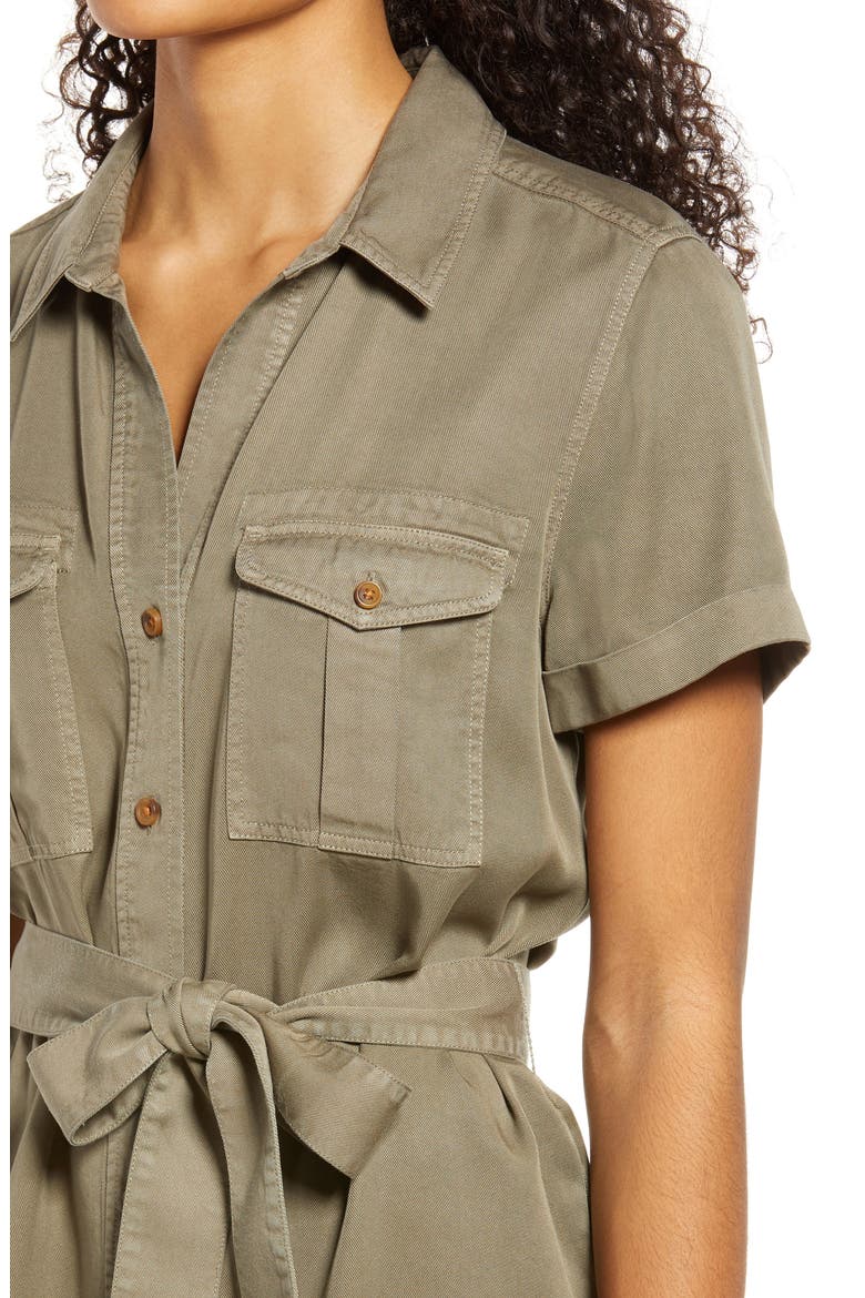Utility Short Sleeve Shirtdress, Alternate, color, GREEN SORREL