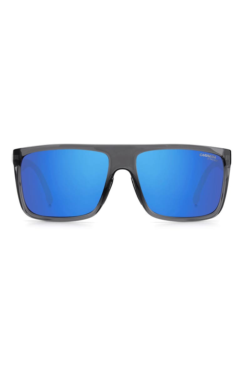 58mm Gradient Polarized Rectangular Sunglasses, Main, color, GREY