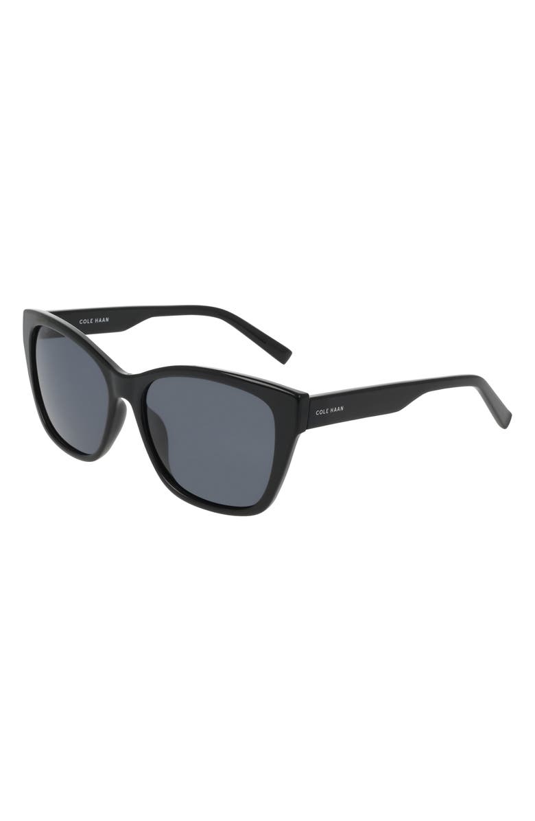Cole Haan 57mm Modified Square Sunglasses, Alternate, color, Black