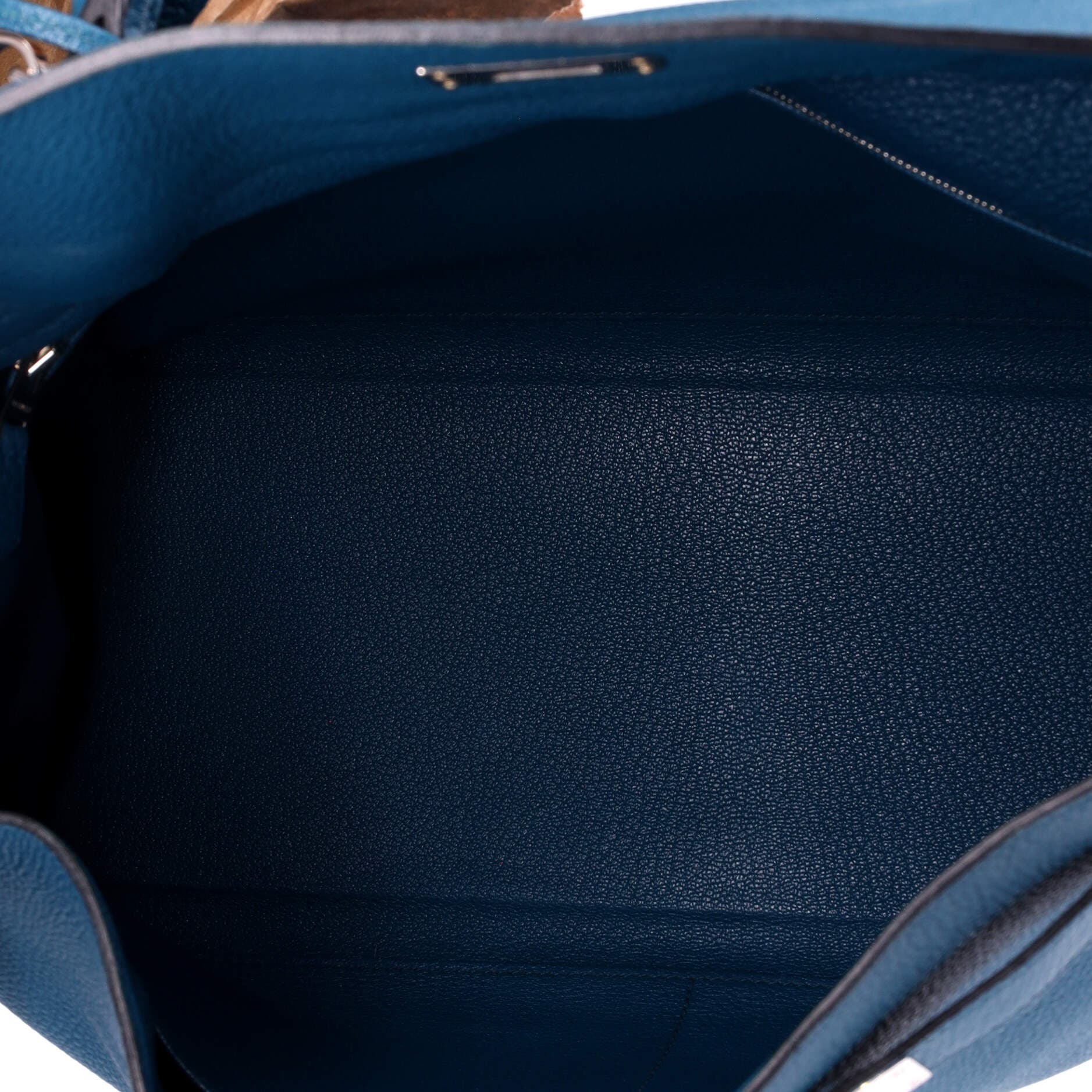 Pre-Owned Hermes Kelly Handbag Blue Togo with Palladium Hardware 35, Alternate, color, Bleu De Galice
