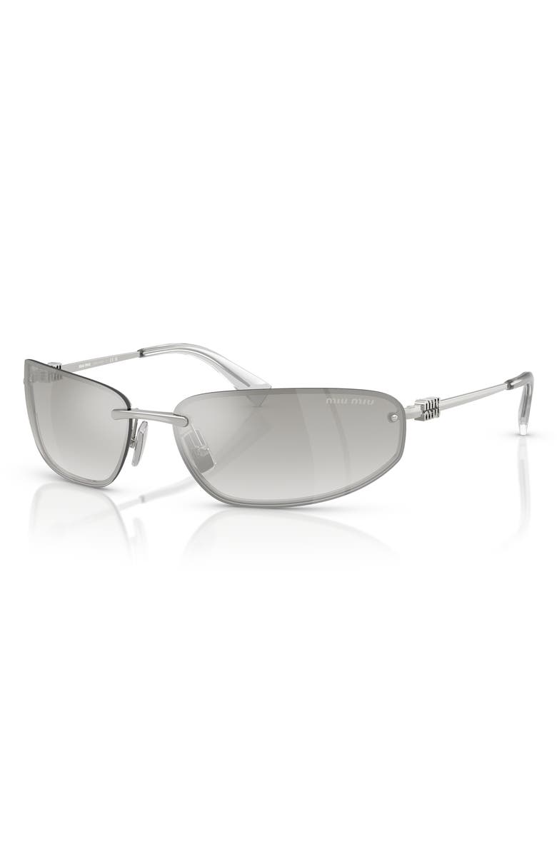 Miu Miu 69mm Oversize Oval Sunglasses, Alternate, color, Silver