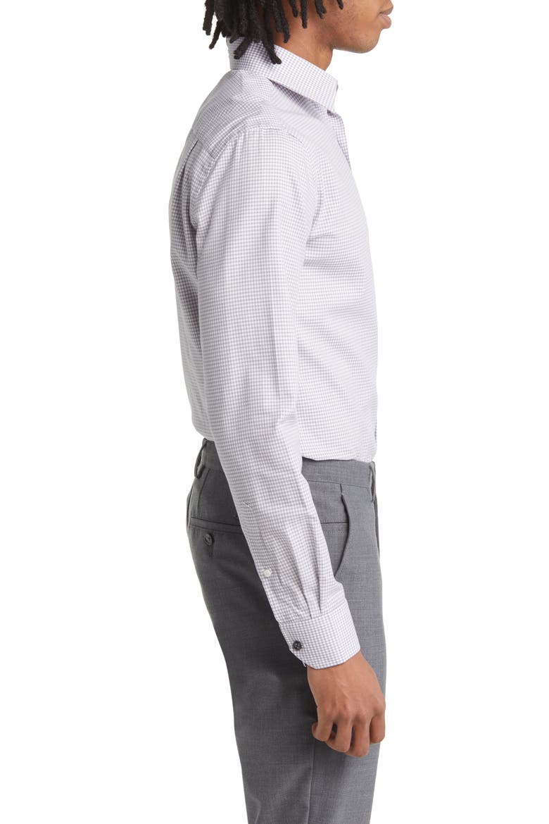 Tailored Fit Box Check Dress Shirt, Alternate, color, GREY