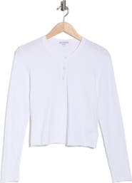 James Perse Shrunken Cotton Henley Top