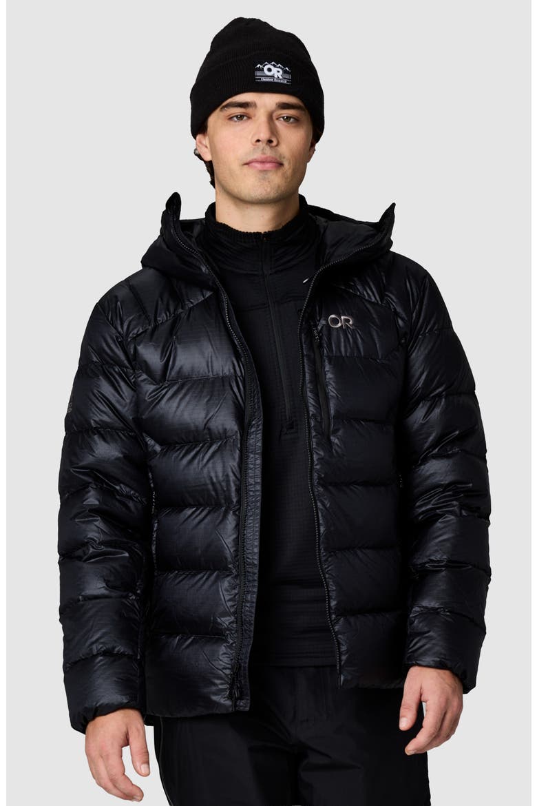 Austera Alpine 850-Fill-Power Down Hoodie, Alternate, color, BLACK