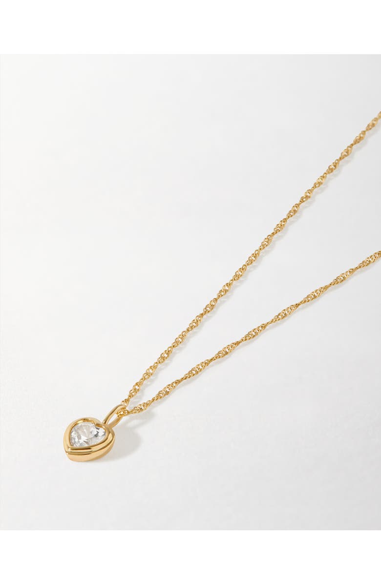 Edge of Ember Solid Gold Heart White Sapphire Necklace, Alternate, color, Metallic Gold