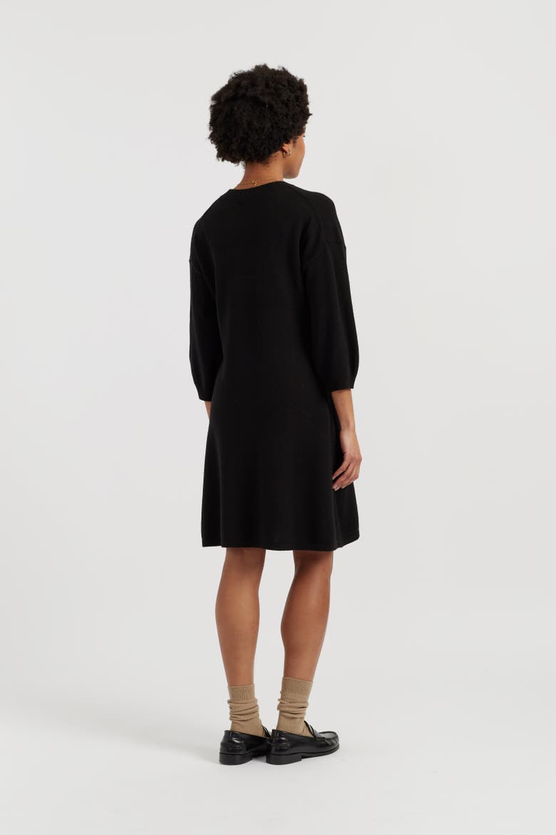 Wool-Cashmere Wide-Sleeve Dress, Alternate, color, Black