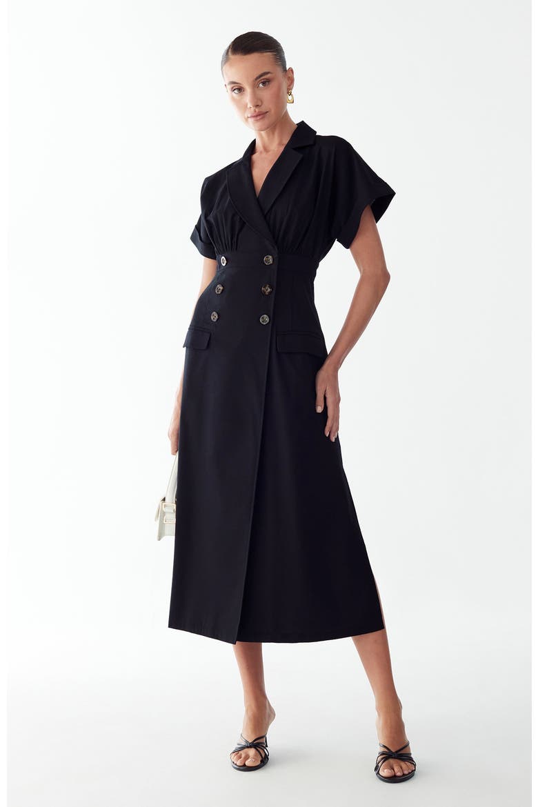 Elsie Midi Dress, Alternate, color, Black
