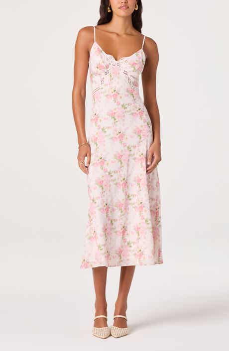 Liran Floral Lace Trim Midi Dress