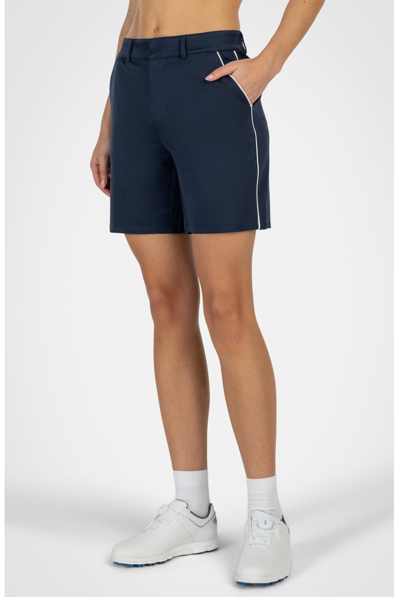 Courseluxe Performance High Waist Shorts, Alternate, color, NAVY