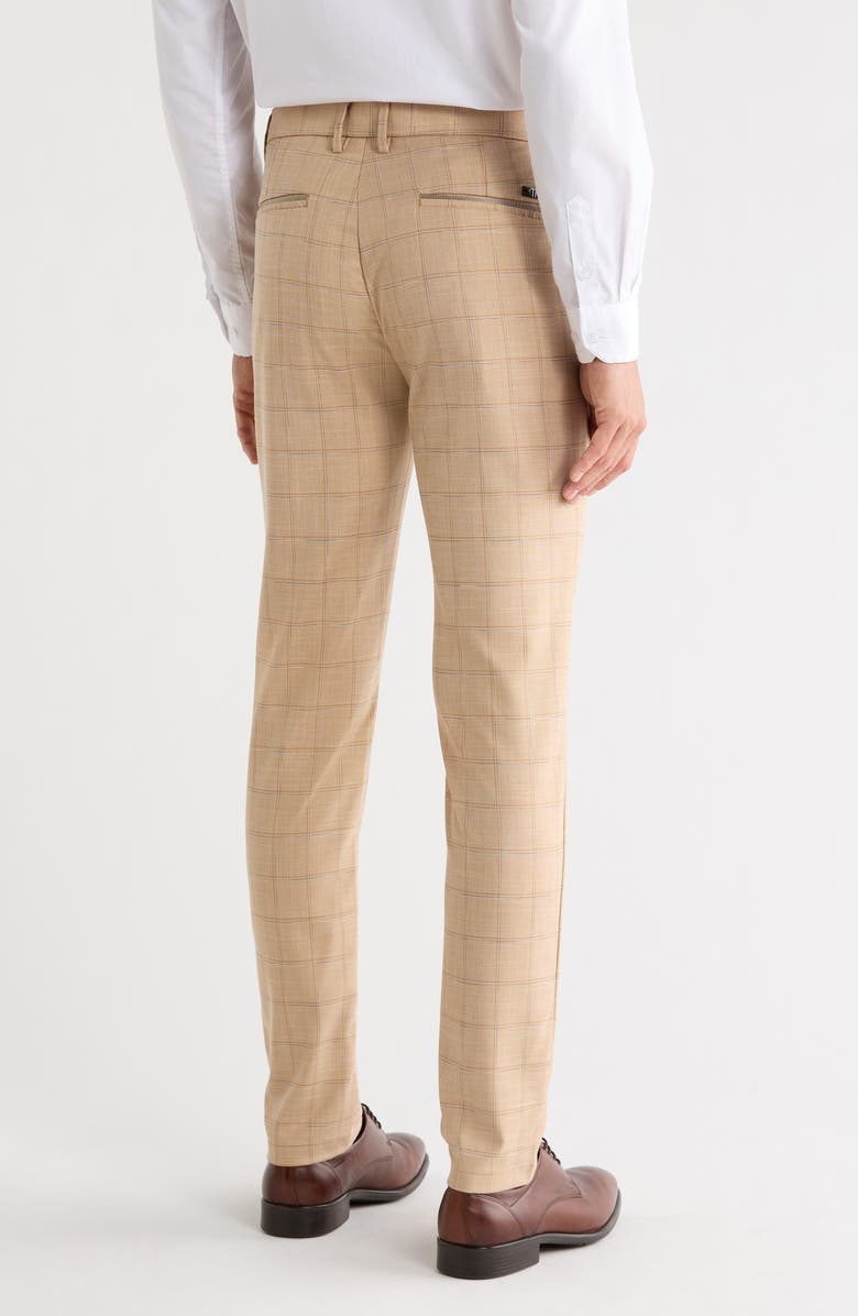 T.R. PREMIUM Plaid Straight Leg Trousers, Alternate, color, Beige