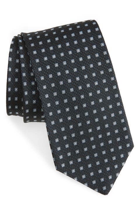Geometric Jacquard Silk Tie