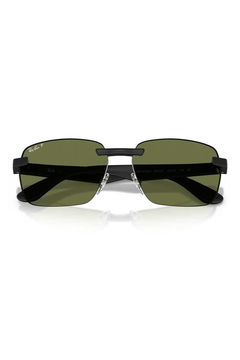 62mm Polarized Irregular Sunglasses, Alternate, color, SAND BLACK / POLAR GREEN