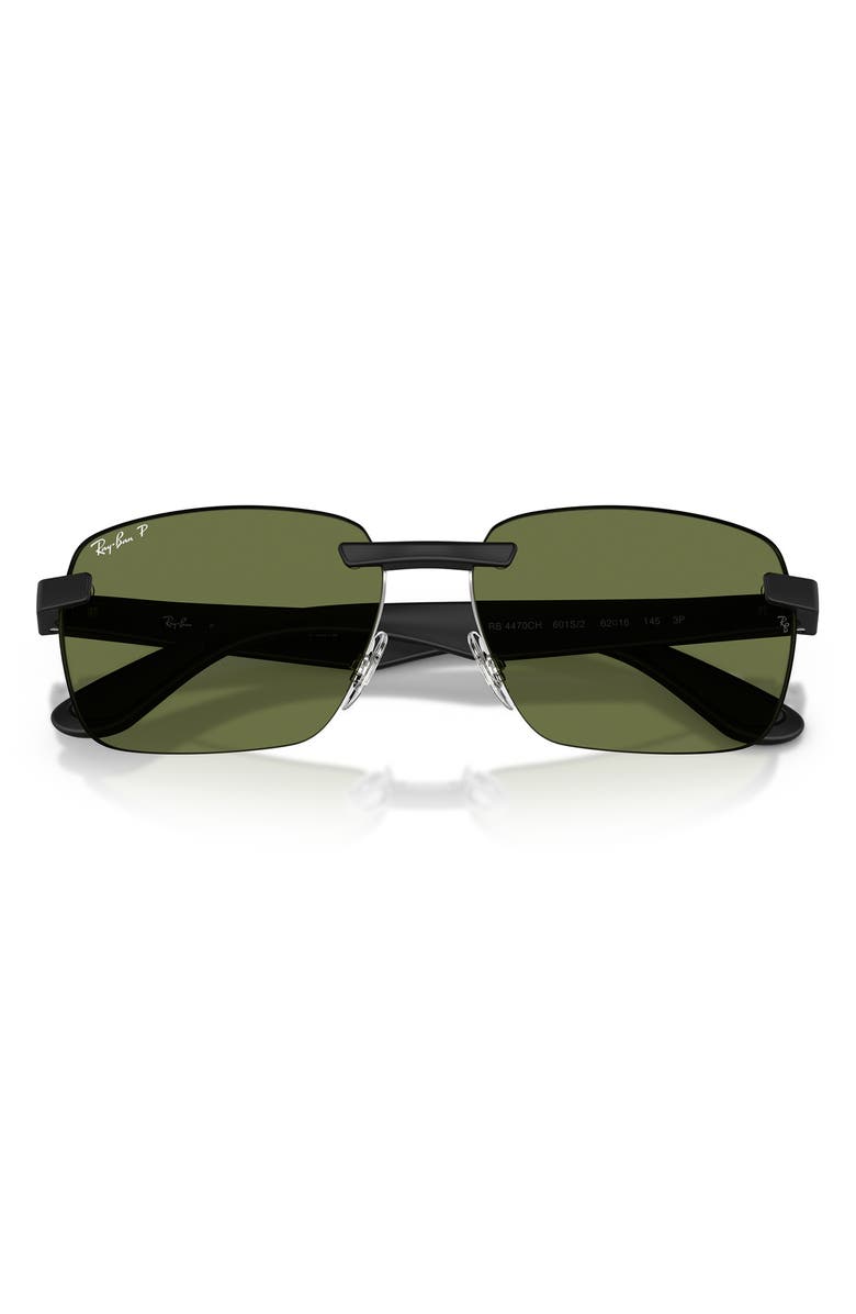 Ray-Ban 62mm Polarized Irregular Sunglasses, Alternate, color, Sand Black / Polar Green