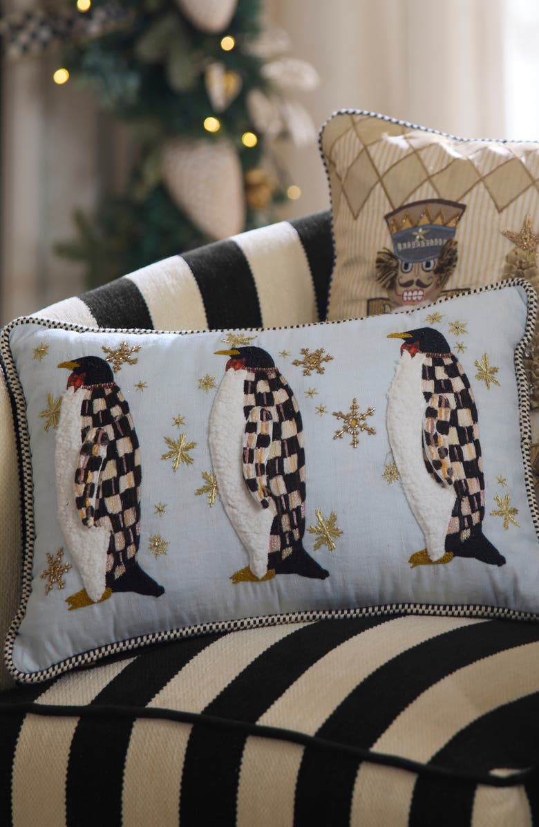 MACKENZIE CHILDS Penguin Parade Throw Pillow, Alternate, color, White
