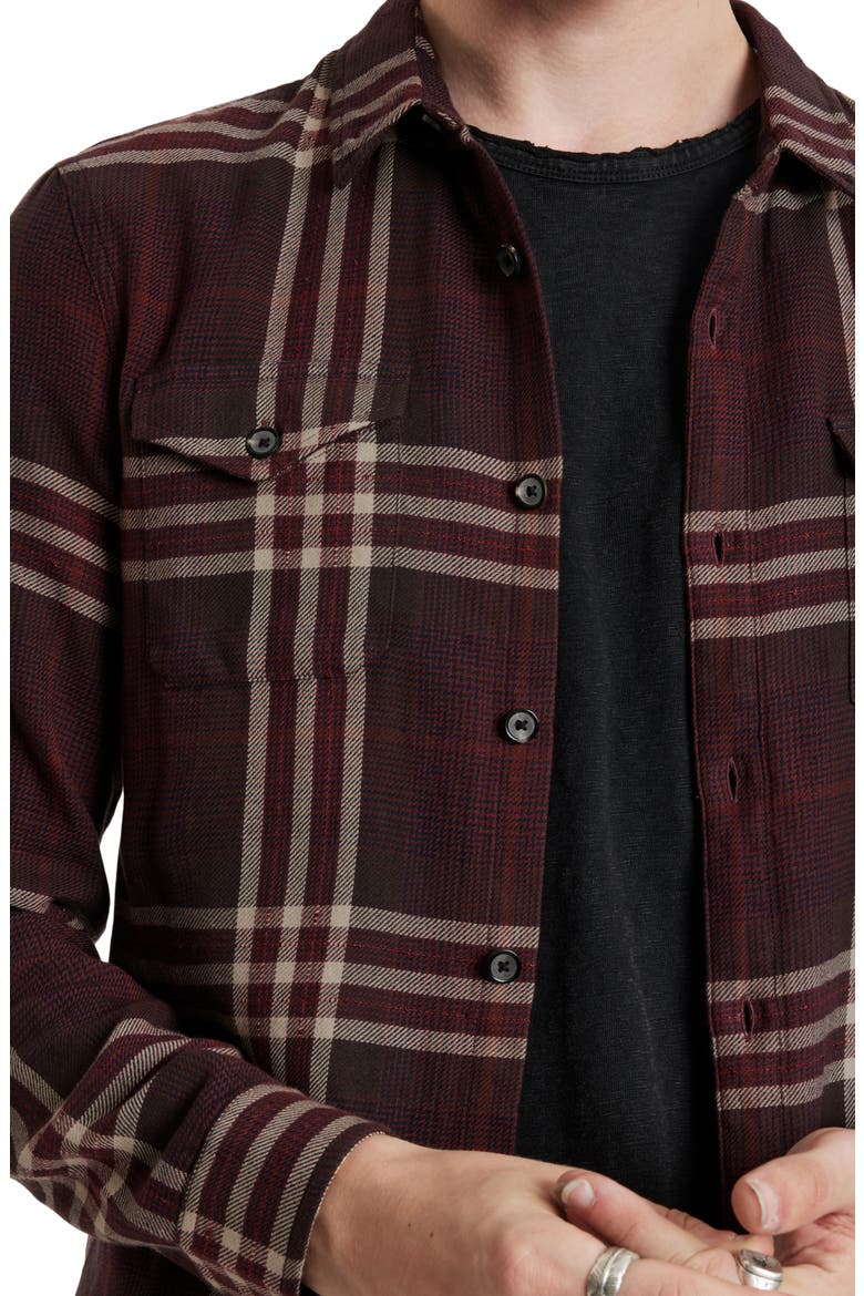 Dale Plaid Button-Up Shirt, Alternate, color, MERLOT