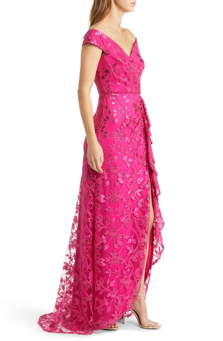 Tadashi Shoji Embellished Off the Shoulder Gown, Alternate, color, 