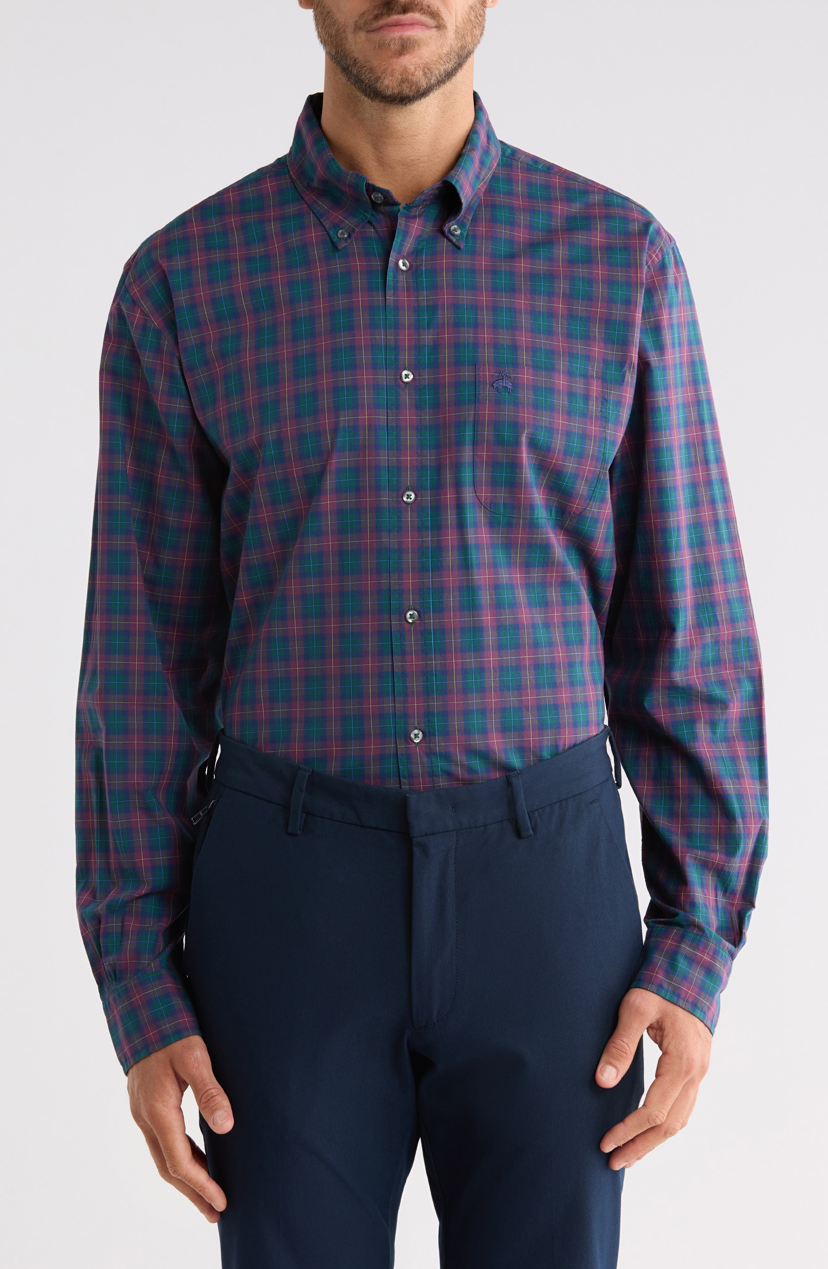 Regular Fit Plaid Poplin Button-Down Shirt